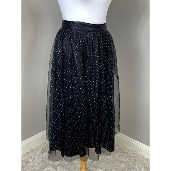 GUNNE SAX Skirt Winter Holiday Sparkle Glitter Dots Mesh Whimsy Goth Prom Indie - Picture 5 of 9